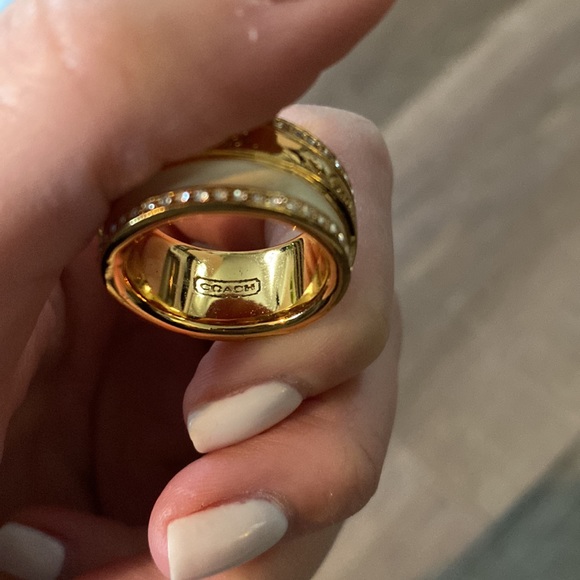 Coach Gold-Plated Ring with Crystals & White Enamel - Picture 4 of 4